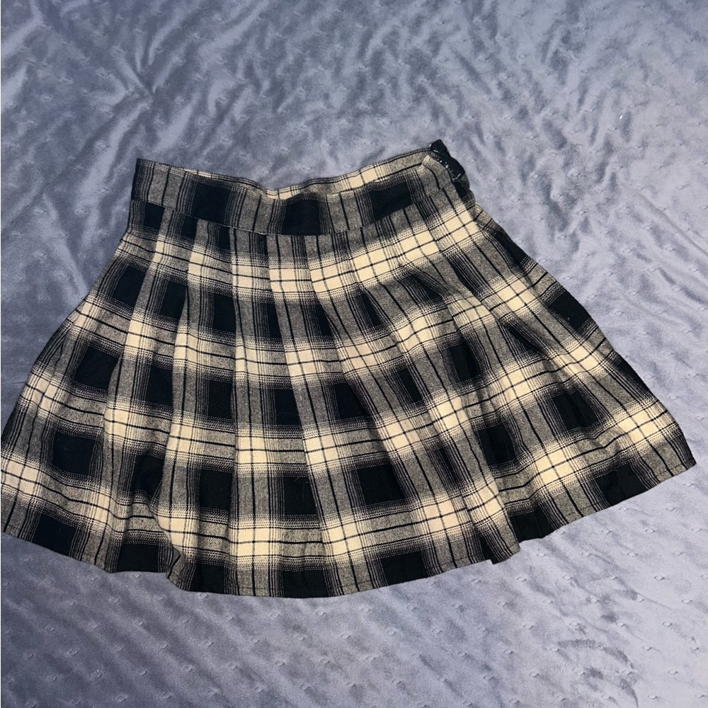 Black and brown plaid skirt